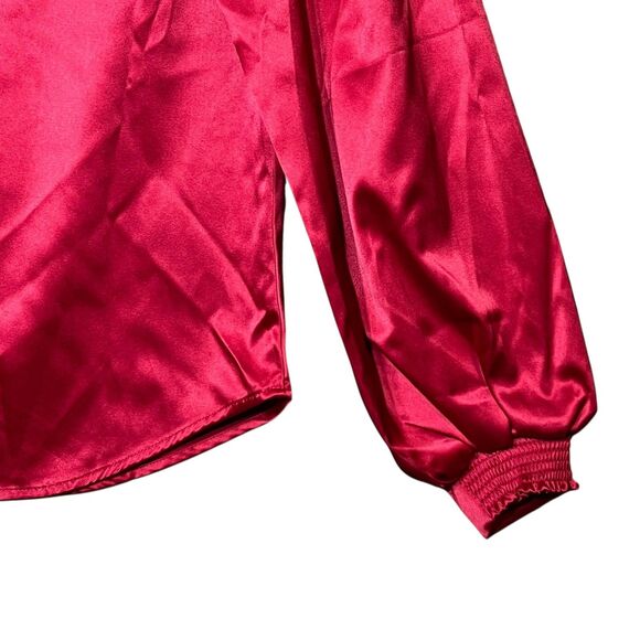 Indigo Poppy One Shoulder Top Womens Medium Satin Asymmetric Blouse Elegant NWT - Picture 9 of 10